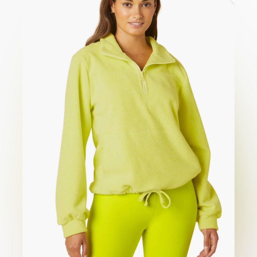 Beyond Yoga New Terrain Pullover in True Chartreuse Color Sweatshirt XS Cozy